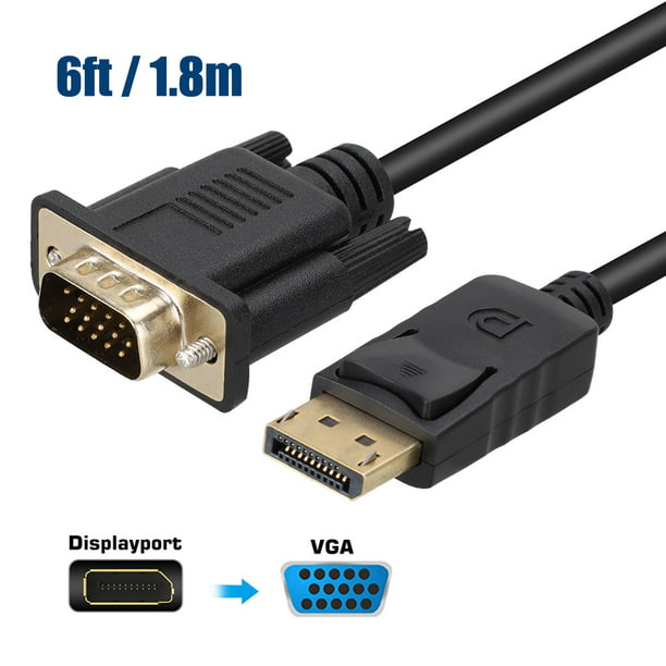 1.8M 1920x1200 1080P DP Male to Male VGA Cable Black Gold-Plated Cord 
